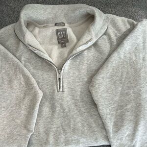 GAP Cropped Light Gray Zip-Up Sweater